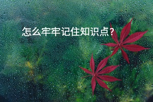 怎么牢牢记住知识点？